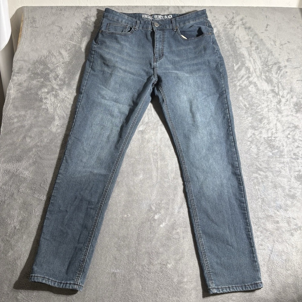 Vintage Genes Jeans Men's 36x32 Blue Dark Wash Slim Fit Jeans